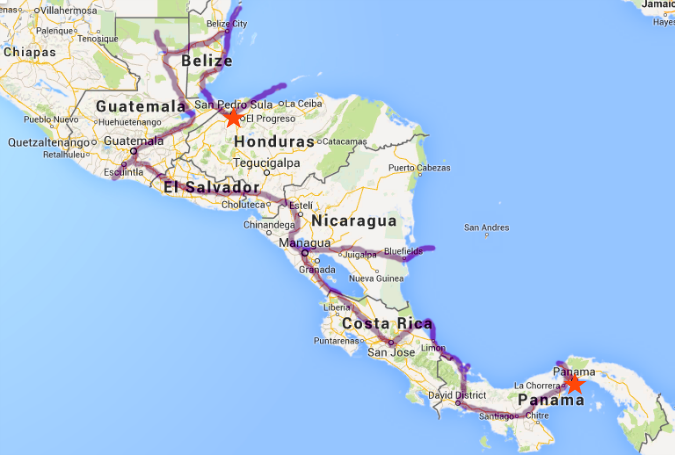 Travel Route through Central America // The-Lifestyle-Project.com