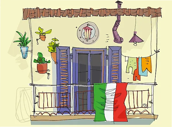 Balcón con bandera de México como lucha contra el coronavirus