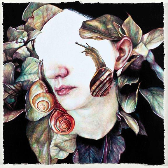 marco mazzoni rostos de mulheres sem expressão adornados natureza flores borboletas pássaros