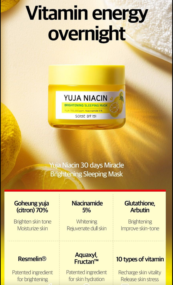 SOME BY MI Yuja Niacin Brightening Sleeping Mask Review update Beauty