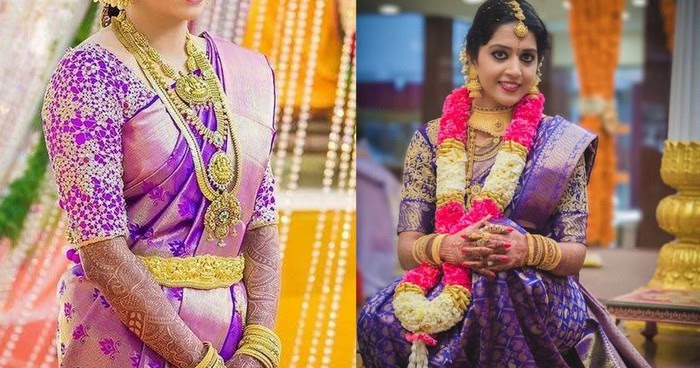 Brides in Purple South Indian Sarees - Saree Blouse Patterns
