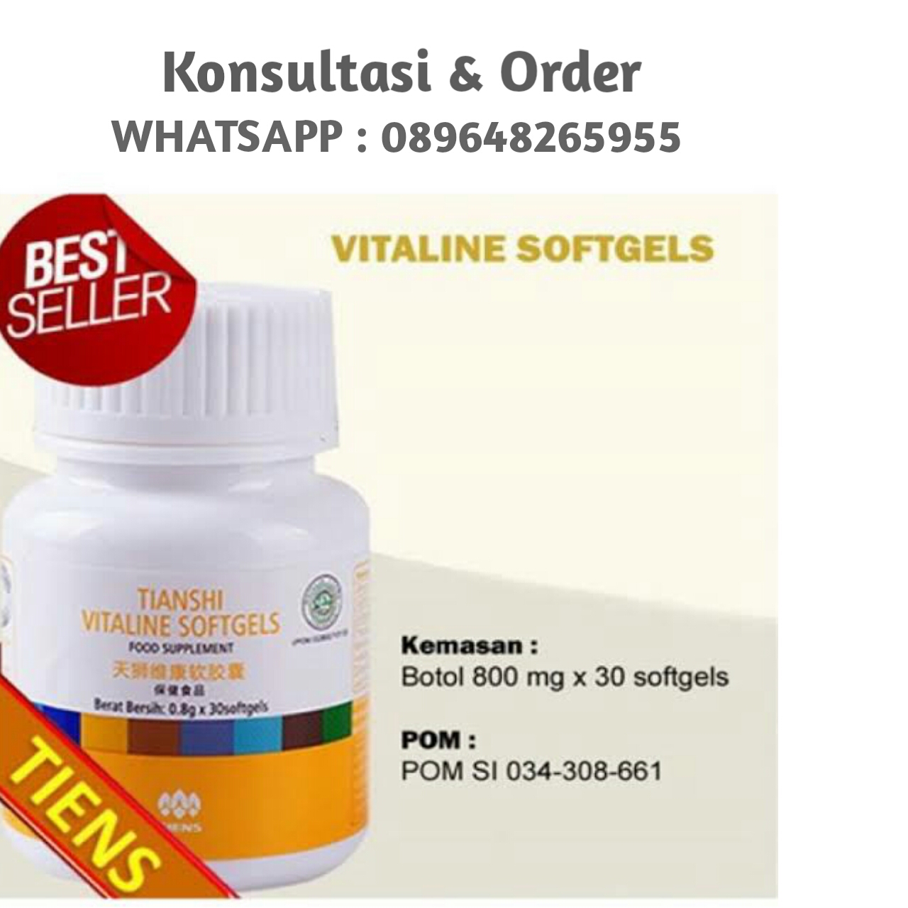 Tiens Vitaline Softgel Vitamin Pemutih Kulit Ori Tianshi Anti Aging