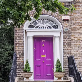 Purple Dublin door on the Waterloo / Wellington Road walk