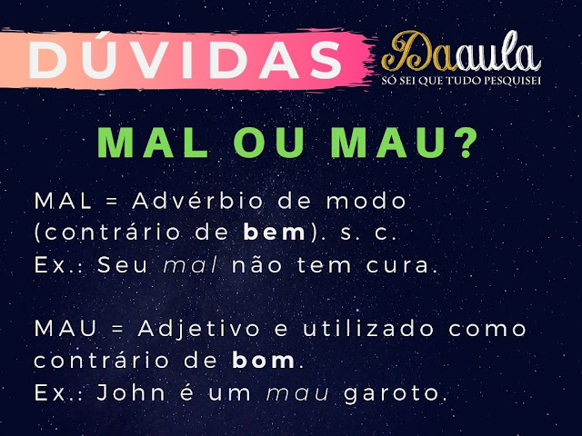 Mal ou Mau, Qual a Forma Correta?