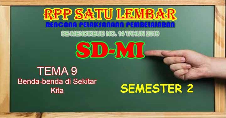 Download RPP 1 Lembar Kelas 5 SD Tema 9 Semester 2