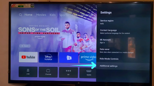 open settings in your smart tv Android tv settings