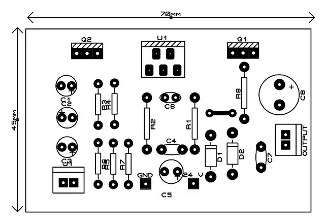 tda2030 with transistor Circuit pcb top tda2030 with transistor Circuit pcb top