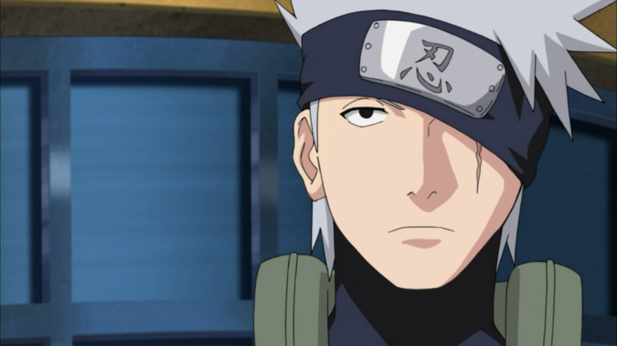 Kakashi removes his mask. 