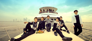 B.A.P One Shot members on a boat