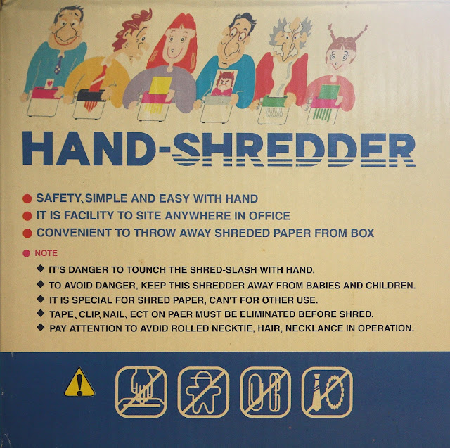 Susan Mayer's Haven Paper shredder safety instructions