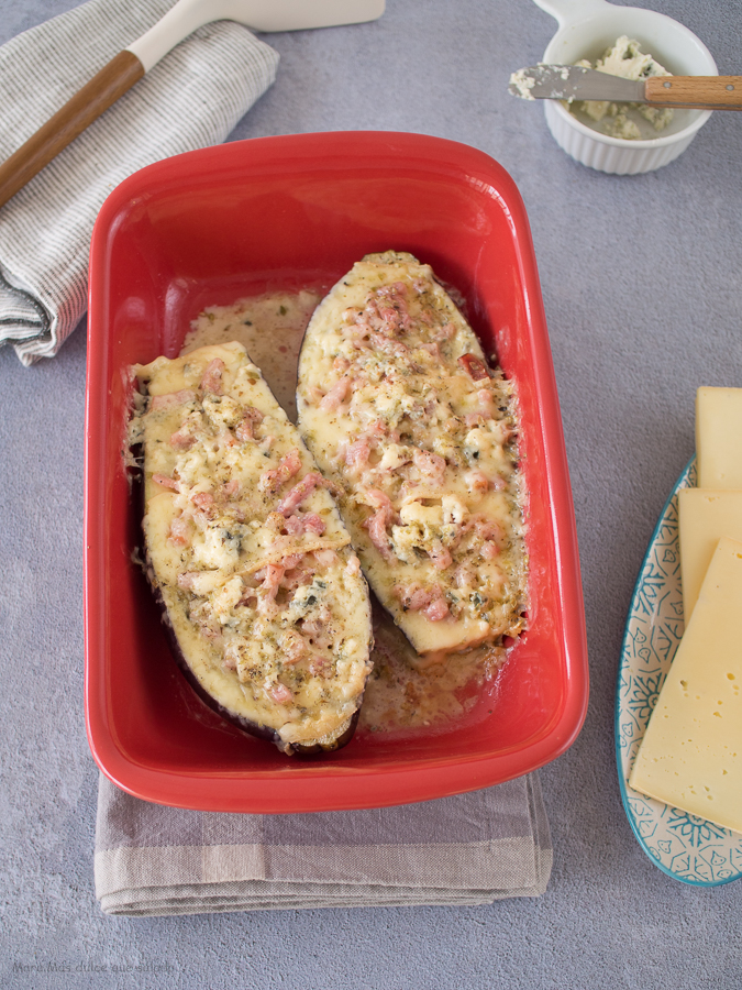 Berenjenas rellenas al microondas en 10 minutos