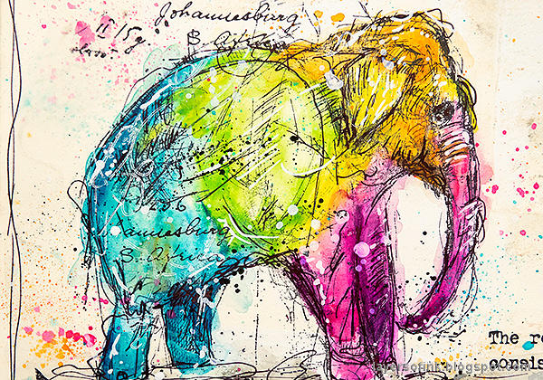 Layers of ink - Pop Art Elephant Journal Page by Anna-Karin Evaldsson.