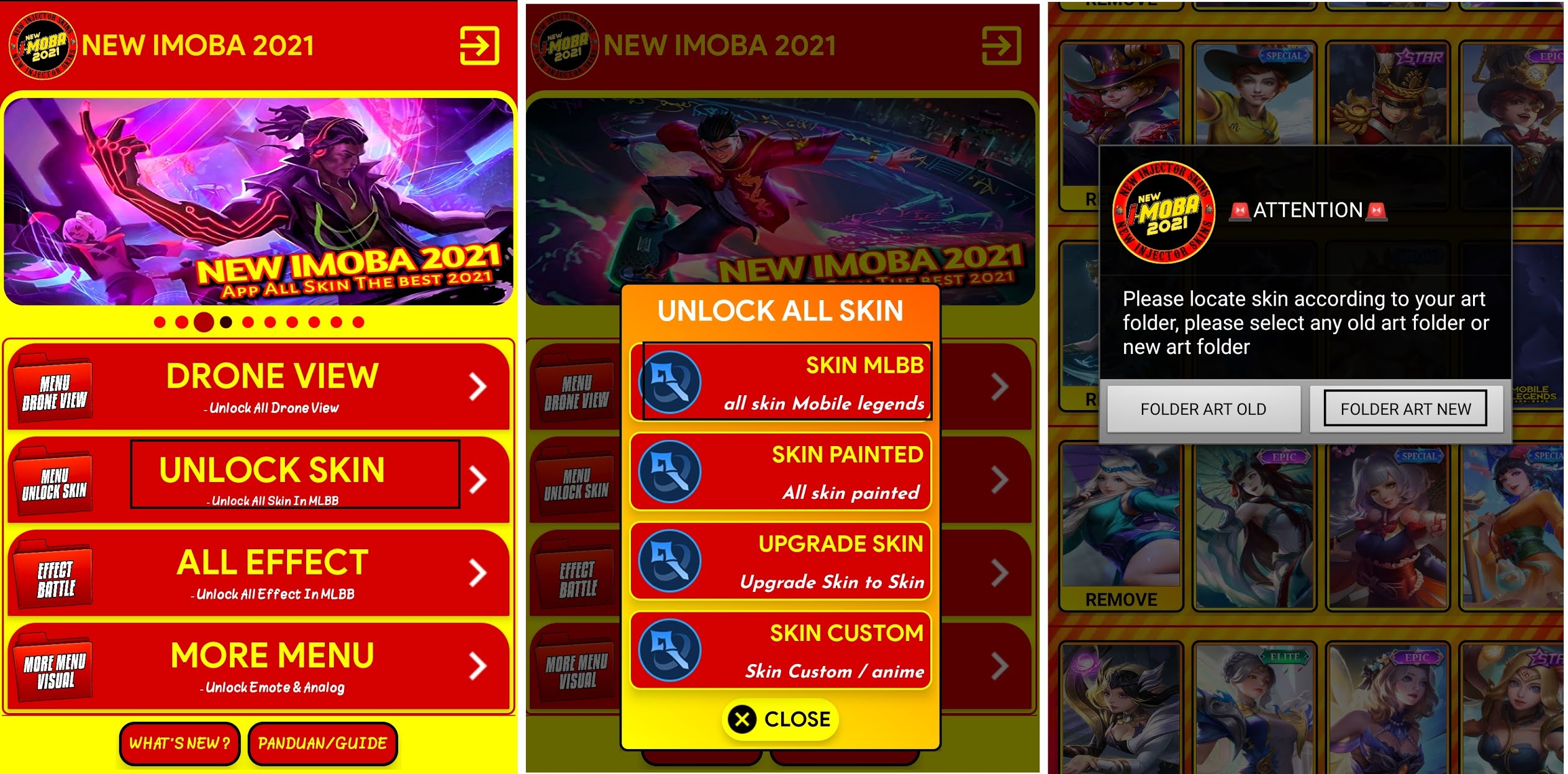 Download Imoba Injector Unlock All Skins & Emote MLBB Moonton Free Skins