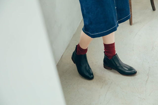 許許兒曠野之聲低跟真皮靴-灰狼/黑豹