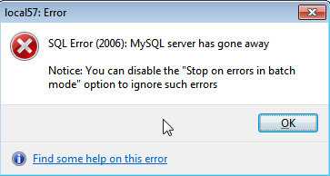 error 2006 mysql server has gone away