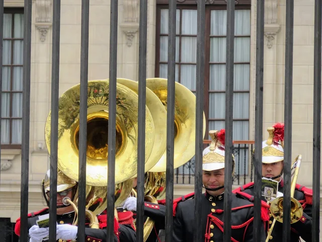 Changing of the guard ceremony at Palacio de Gobierno del Perú in Lima Central