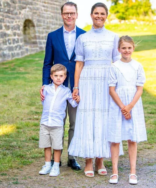 Crown Princess Victoria wore a lace midi dress from By Malina, Princess Madeleine wore a hampshire dress from D'Ascoli