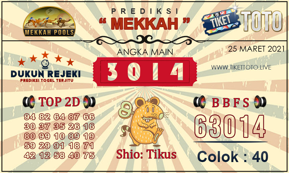 Prediksi Togel MEKKAH TIKETTOTO 25 MARET 2021