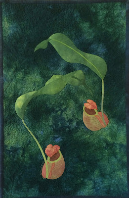 Pitcher plants finished wall hanging art quilt wall hanging pitcher plants