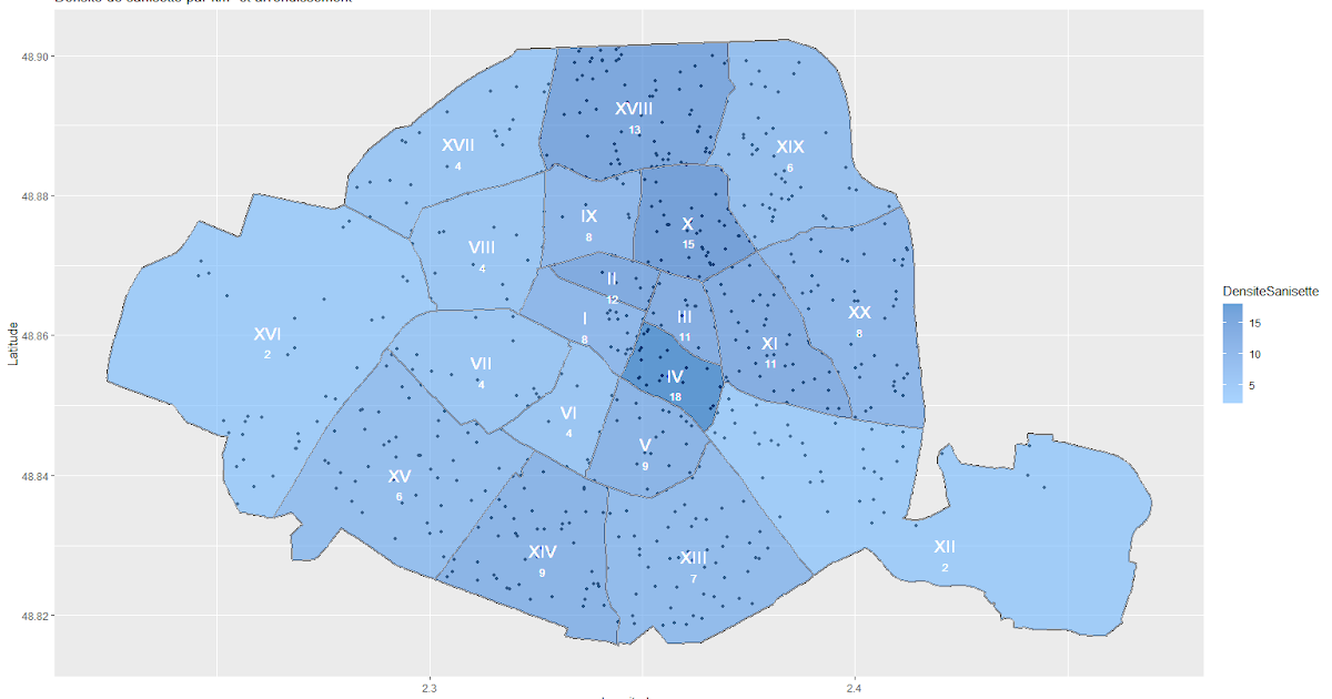 Stock à Stats Carte des toilettes publiques de Paris
