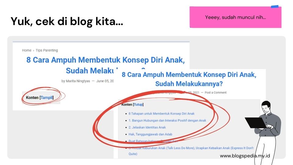 table of contents di blogspot