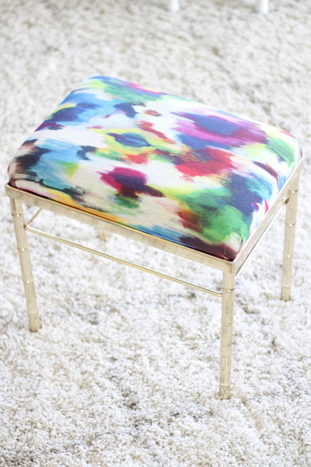 DIY Vanity Stool Reupholstery Stripes and Whimsy