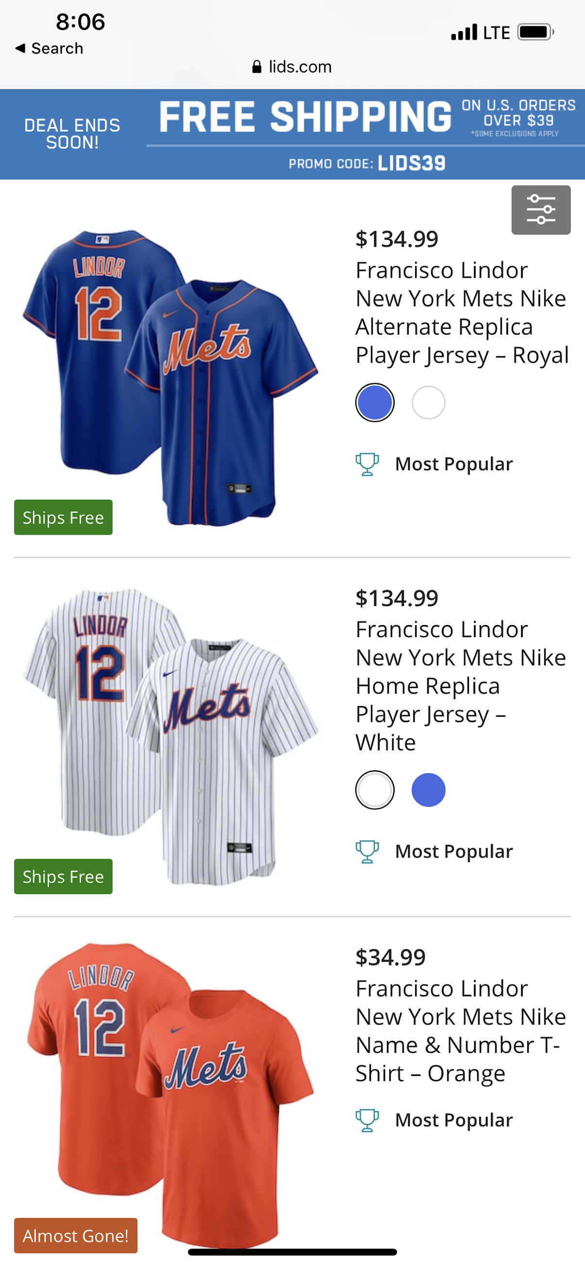  @Mets Lindor Jerseys/Tees on Lids.com