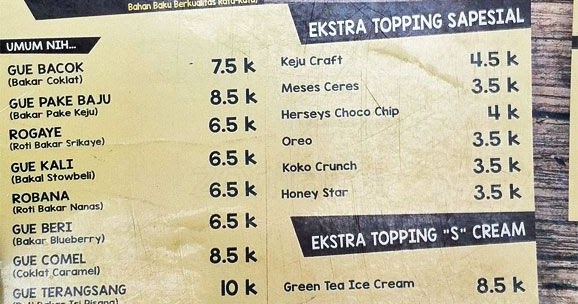 Harga Menu Warkop yang Tertukar Terbaru 2017