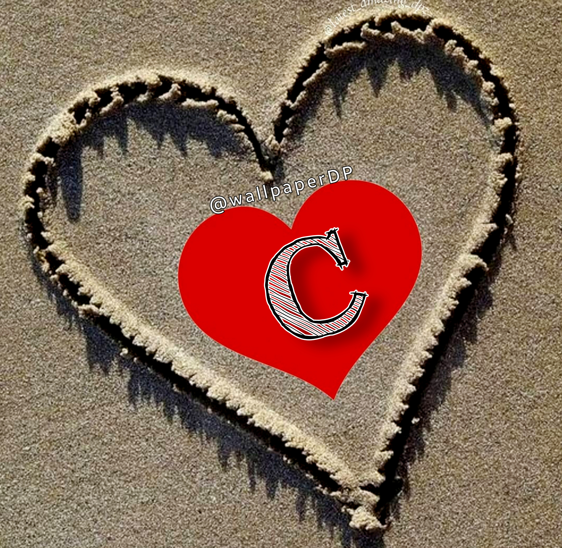 Write Alphabet Pictures For Dp On Beach Sand Heart Shape For Whatsapp N Fb Wallpaper Dp