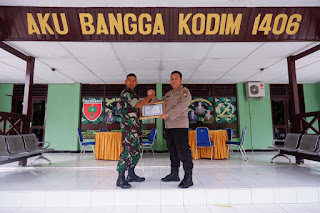 Jelang Kepindahan,Kapolres Wajo Berikan   Penghargaan ke Dandim 1406/Wajo