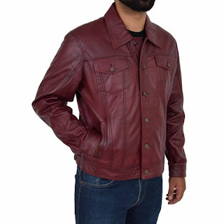 Mens biker leather jacket
