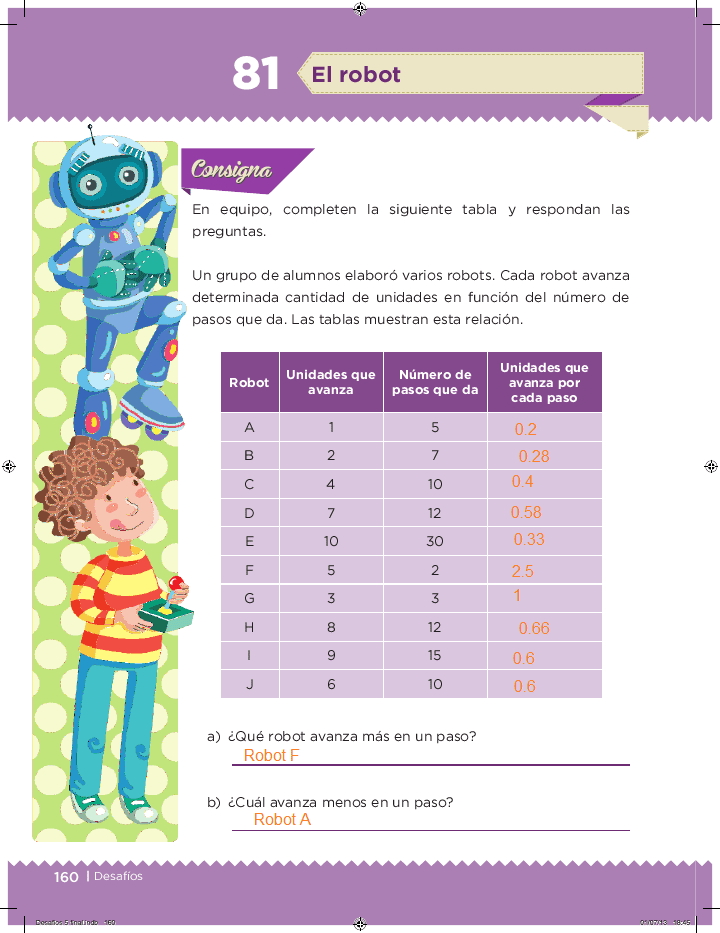 Respuestas El robot - Desafíos matemáticos 5to Bloque 5 2014-2015  