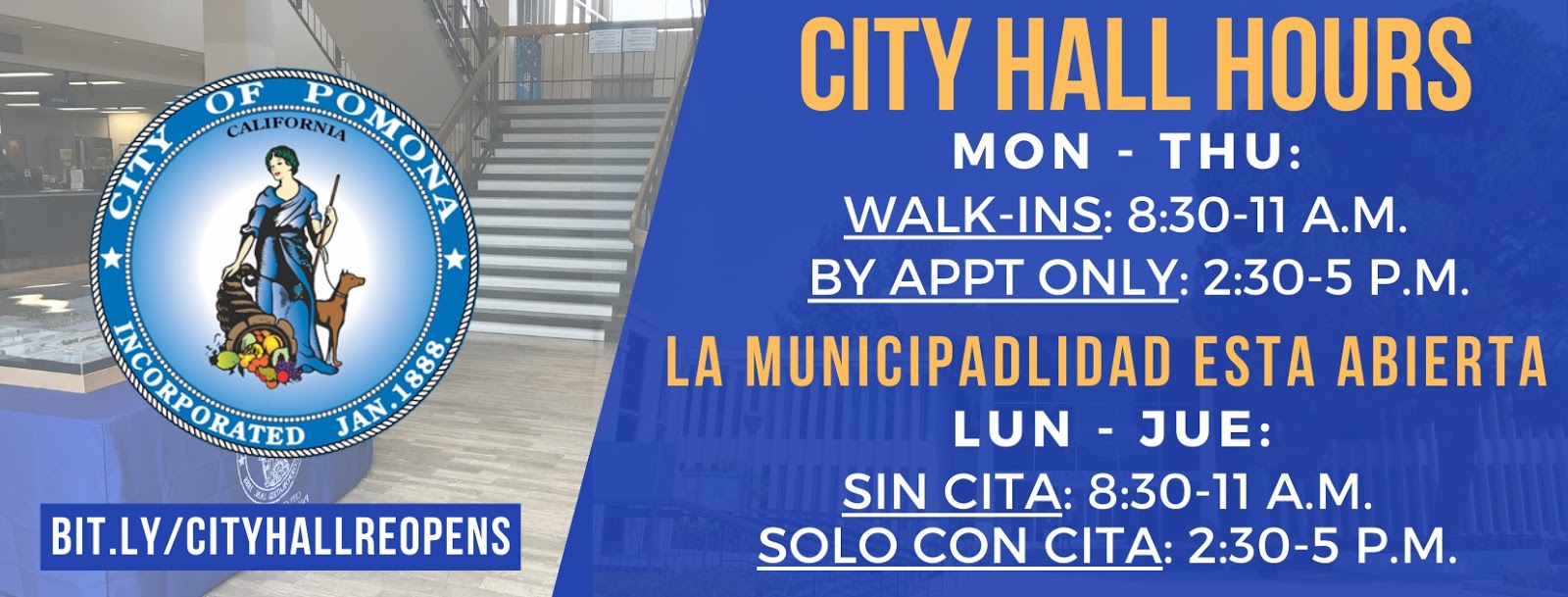 Images of Pomona City Hall Hours Starting 7/27/2020