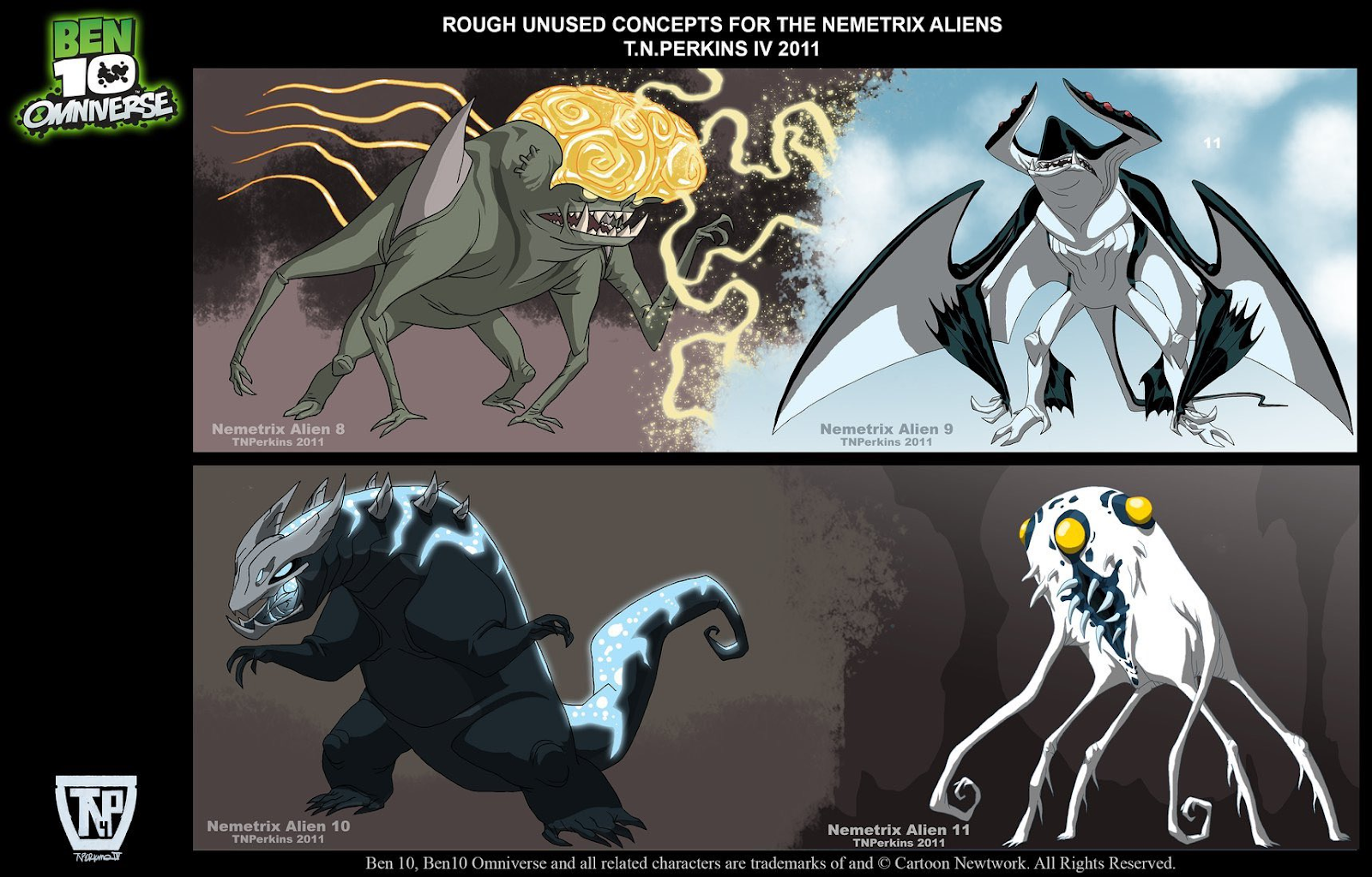 All the aliens identified on this concept art for Ben 10 Alien