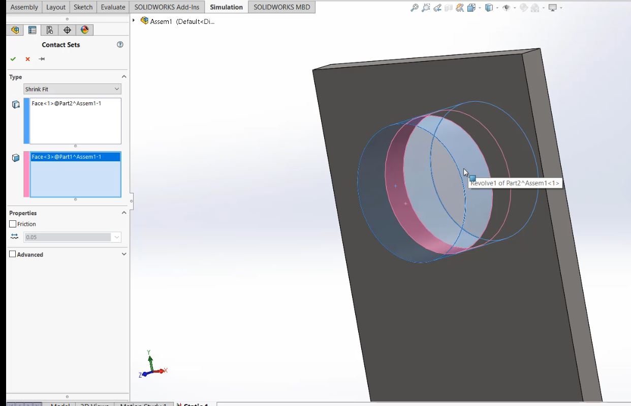 SHRINK FIT ANALYSIS IN SOLIDWORKS