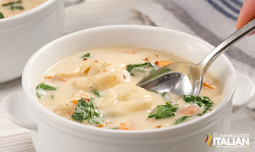 Chicken Alfredo Tortellini Soup + Video