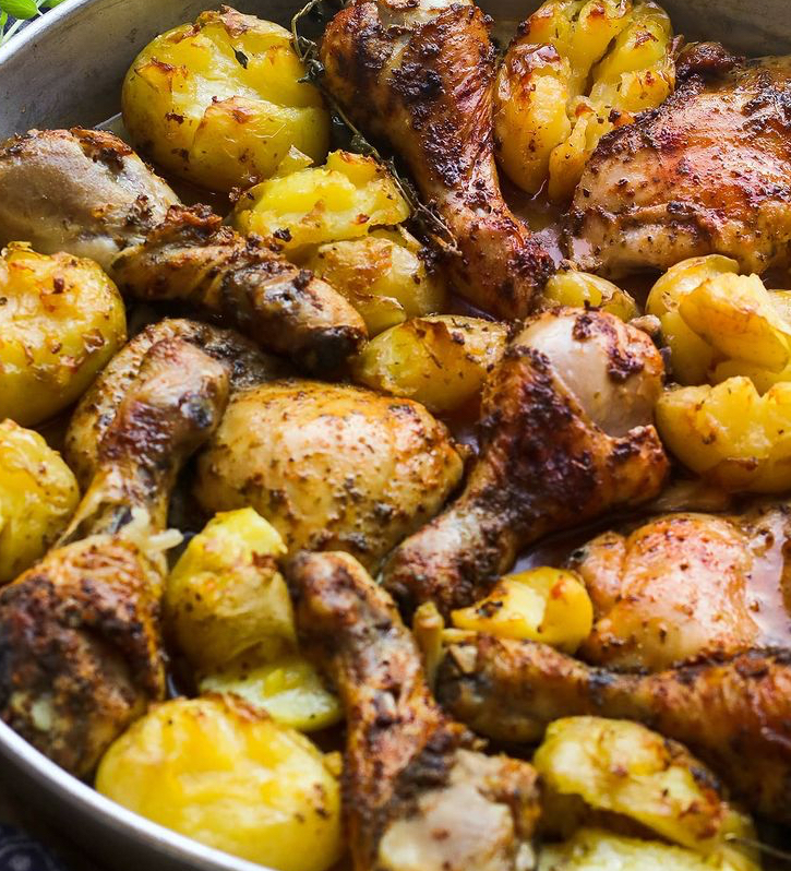 Roasted Chicken And Smashed Potatoes