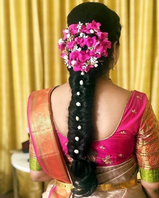 south indian wedding hairstyles with flowers
