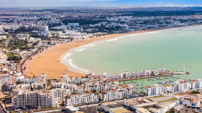 Côte maitime d'Agadir Vue aérienne de la ville et du port d'Agadir