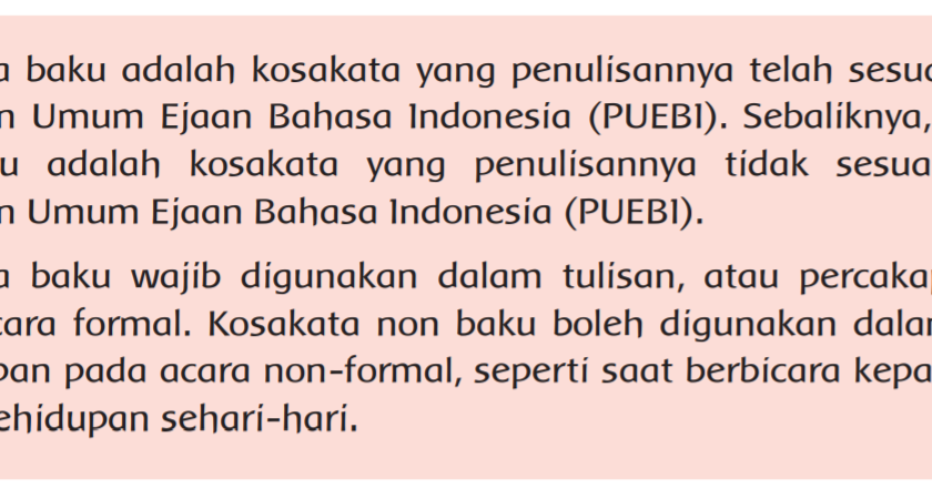 Kosakata Baku Non Baku Bacaan Pensil Si Kecil Yang Amat Penting Halaman 116 Belajar Kurikulum 2013