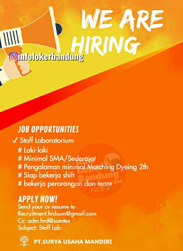 Lowongan Kerja PT. Surya Usaha Mandiri Bandung Juli 2021 | Area Cari Kerja