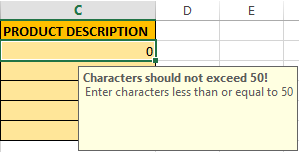 Input message sample in MS Excel