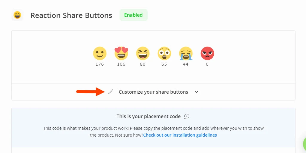 ShareThis Reaction Buttons Alignment