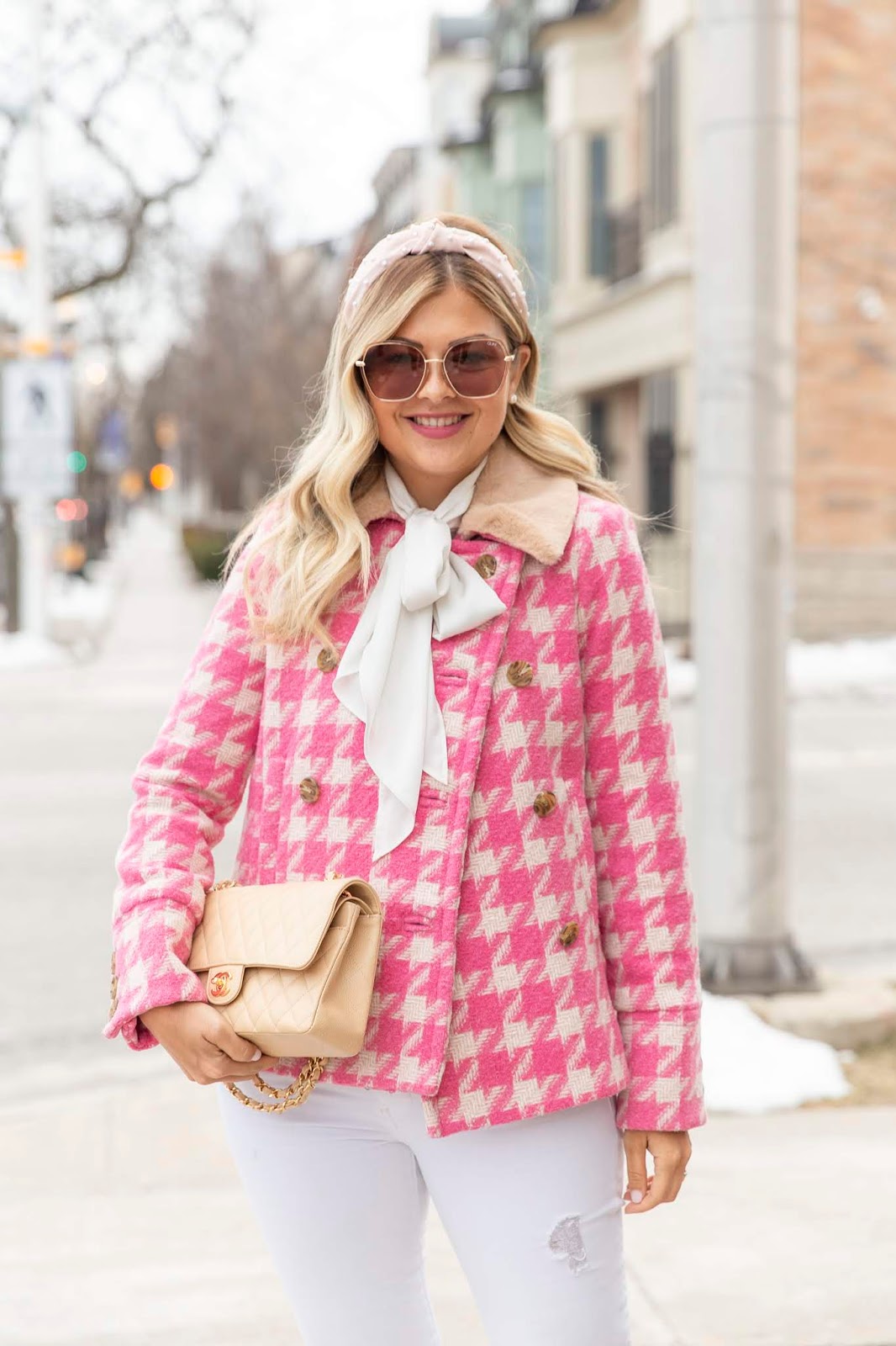 Pink Houndstooth Jacket Suburban FauxPas