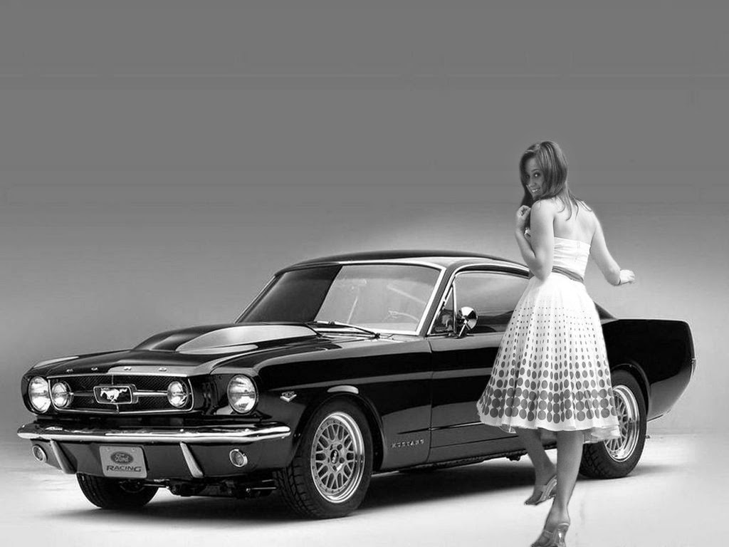 Vintage Classic Cars And Girls Mustang