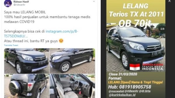 Youtuber Ridwan Hanif Beri Donasi Lawan Covid-19 Lewat Lelang Mobil, Ikut?