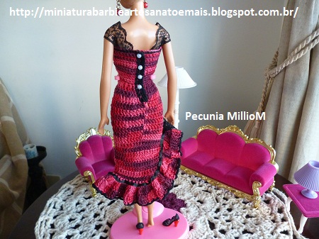 Vestido de Croche e Sapatinhos Com Renda Para Barbie Criados Por Pecunia MillioM 34
