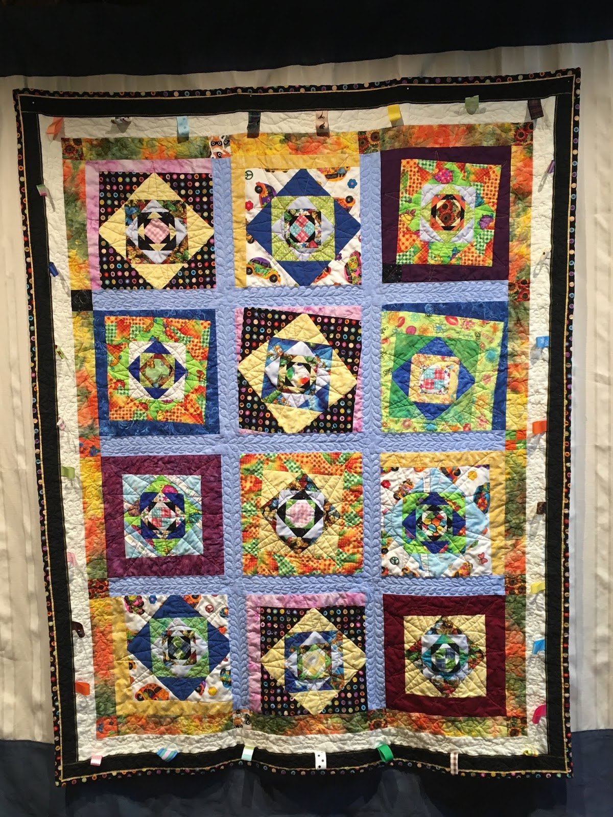 Tammy's Craft Emporium: Exploding Blocks quilt - great scrapbuster.