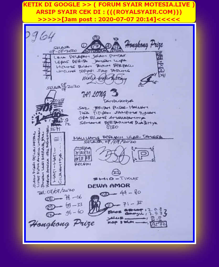 1 New Message Kode Syair Hongkong 7 Juli 2020 Forum Syair Togel Hongkong Singapura Sydney