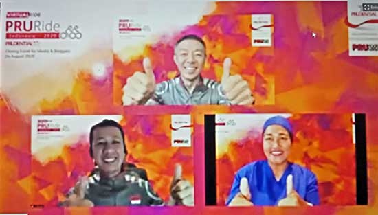 Tiga narsum acara Closing Event PRURide Indonesia 2020 Virtual Ride. (Dokpri)